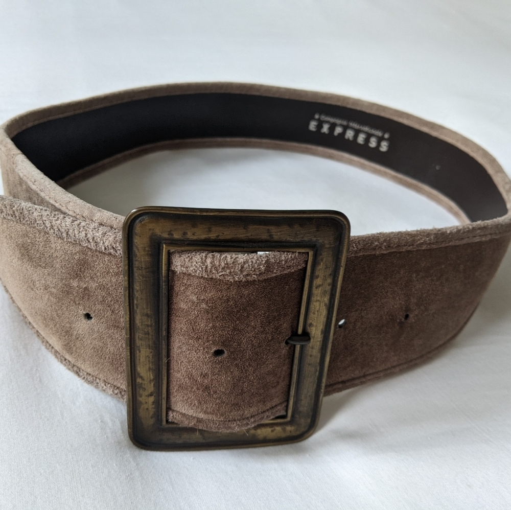 Euc Vintage Leather & Suede Belt 1980s View 2